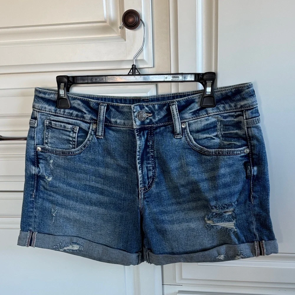 Silver Jeans Distressed Blue Jean Shorts